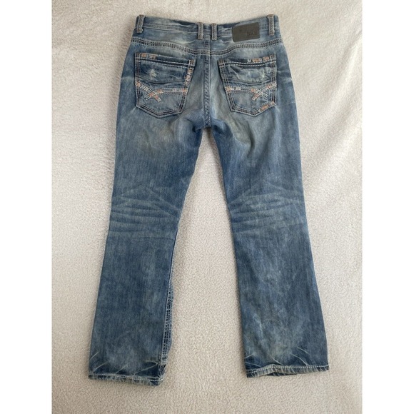 BKE Buckle Jeans Mens Sz 30S Jake Straight Leg Blue Medium Wash Distressed - Picture 2 of 16
